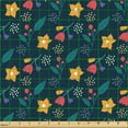 thumbnail image 2 of Ambesonne Vintage Fabric by the Yard Upholstery, Dots Leaves Flowers Plot, 5 Yards, Marigold Coral Night Blue, 2 of 5