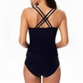 thumbnail image 6 of Lovskoo 2024 Women's Standard Multi-Strap Cross Back One Piece Swimsuit Retro Halter Plunge Ruched High Waist Bikini Bottom Swimwear Navy-XL, 6 of 9