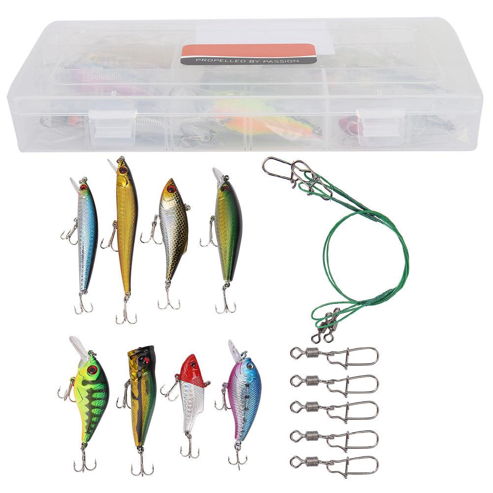Tebru Fishing Lure Kit, 16Pcs/Lot Plastic Fishing Hard Bait Set Hooks