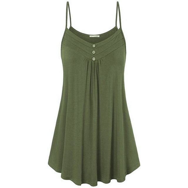 DYMADE Women Spaghetti Strap Sleeveless Soild Swing Vest Top