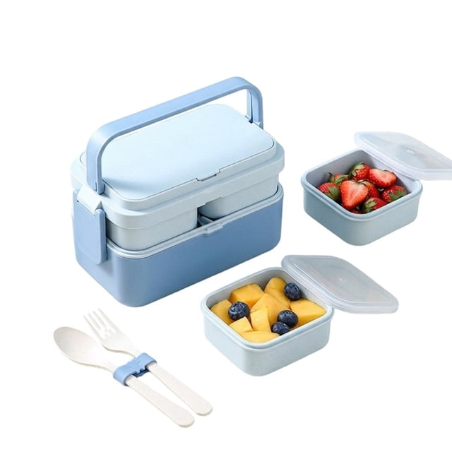 Caja de Almuerzo para Picnic, Caja de Almuerzo de Fibra de Bambú Apta para Microondas, Contenedor de Almacenamiento de Alimentos, Caja de Almuerzo Escolar para Niños