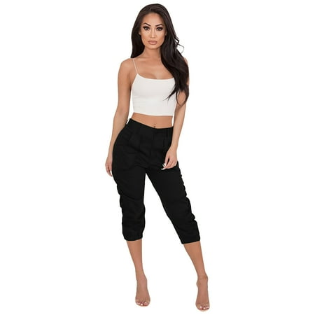 

HTNBO Women Harem Capris Pants Casual Work Clothes (No Belt) Pajama New Trends