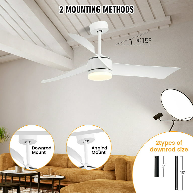 HOMCOM Reversible Ceiling Fan with Light, 3 Blades Indoor Modern Mount  White LED Lighting Fan with Remote Controller, for Bedroom, Living Room,  White