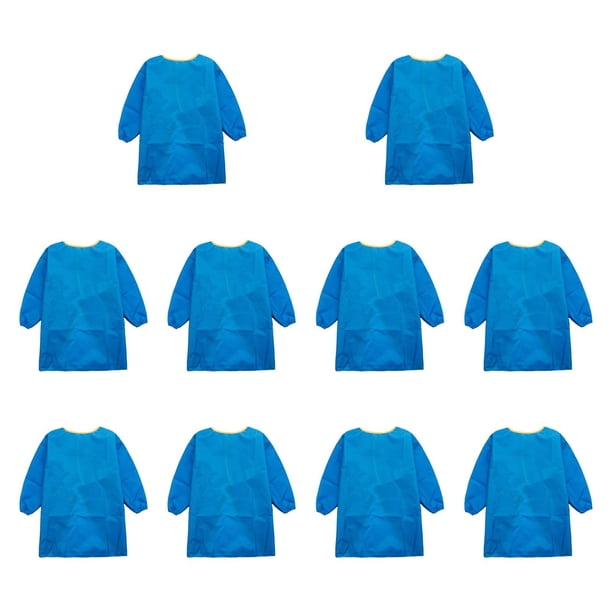 Delantal de para niños, delantal de pintura para niños con larga, , lavable, impermeable, para hornear y alimentar. azul