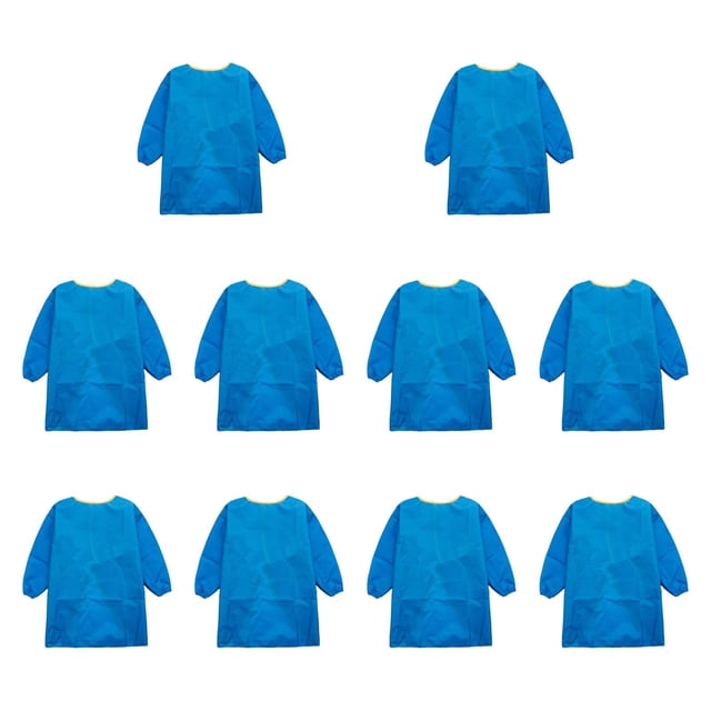 Delantal de para niños, delantal de pintura para niños con larga, , lavable, impermeable, para hornear y alimentar. azul