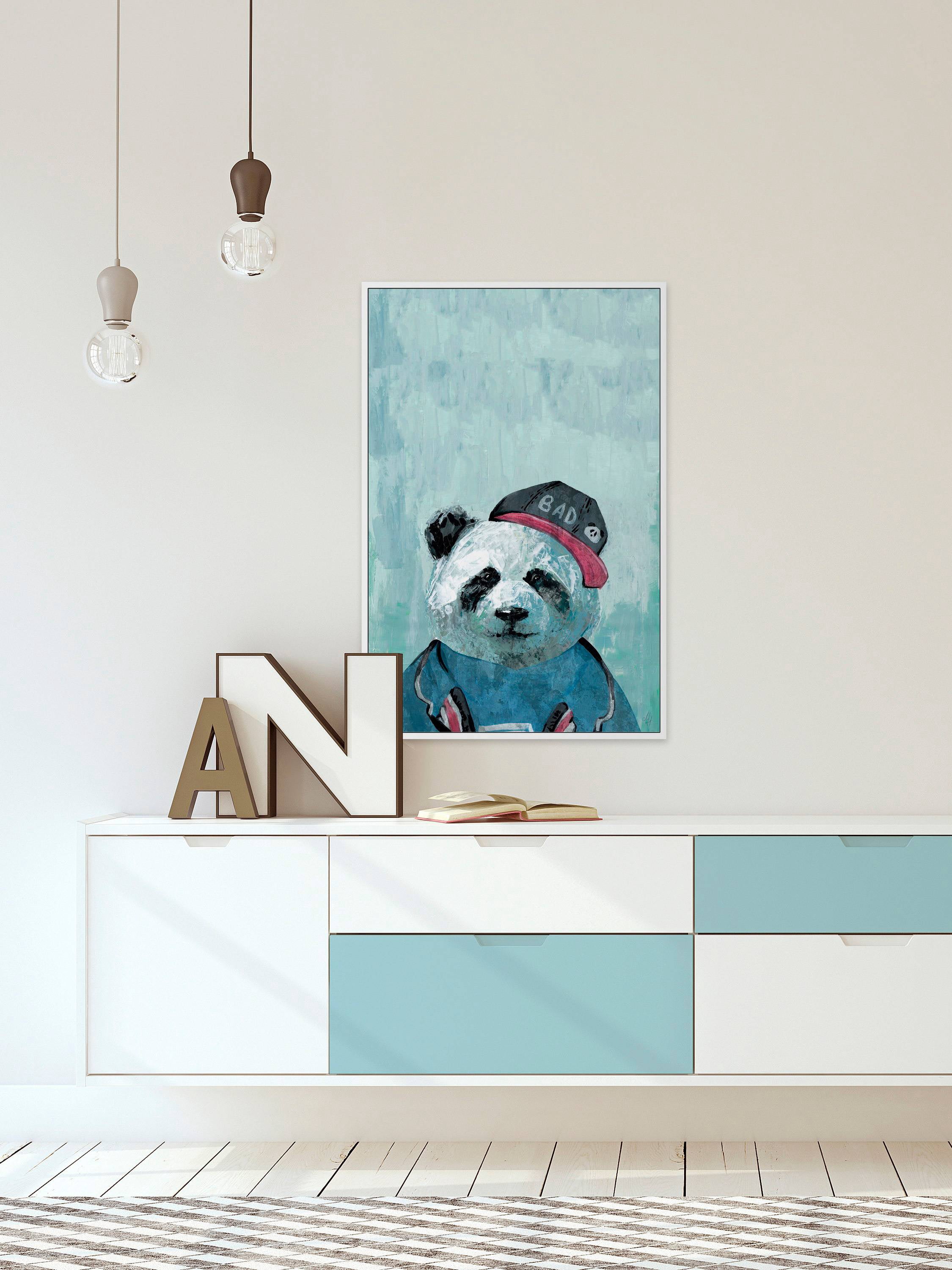 Bad Panda Floater Framed Painting Print on Canvas