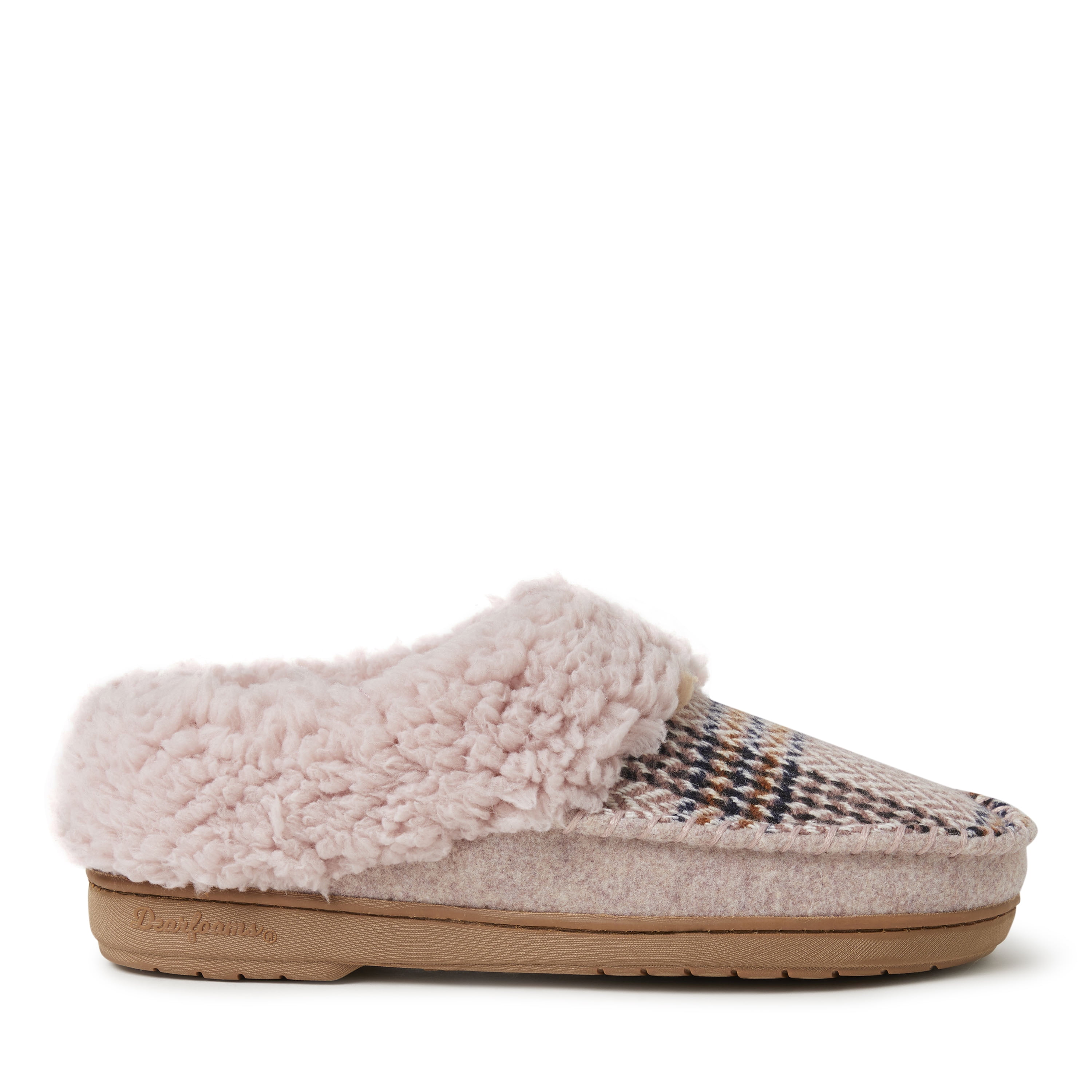 Dearfoams Dearfoams Plaid & Wool Inspired Foldover Slippers with