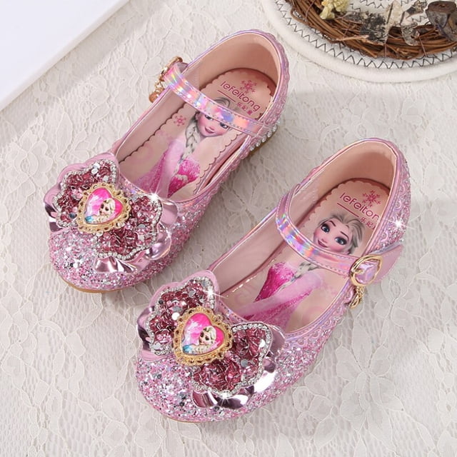 Zapatos de fiesta de princesa de tacón alto para niños de Disney, novedad de verano, sandalias para niñas, zapatos para bebés, zapatos de cristal para niñas pequeñas 23-3632 Gao Jinjia LED
