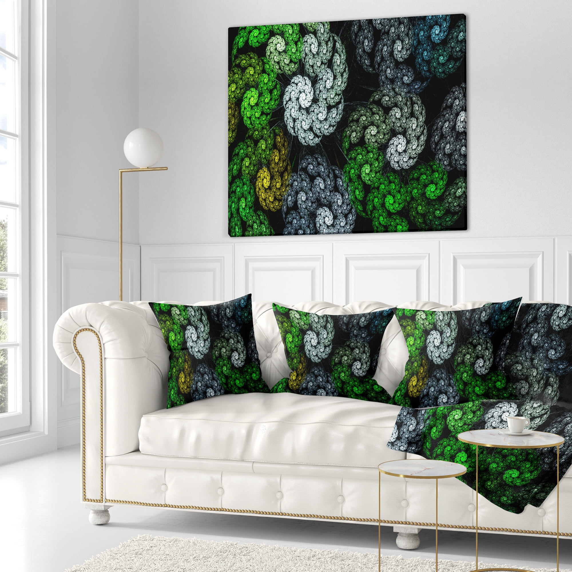 Designart Bright Exotic Spiral Flowers - Abstract Throw Pillow - 16x16
