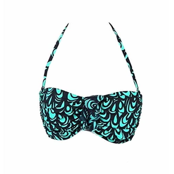 Gottex E251-1B63 Multicolor Black & Green Ruffle Halter Bikini Swimwear Top Women's Size 12