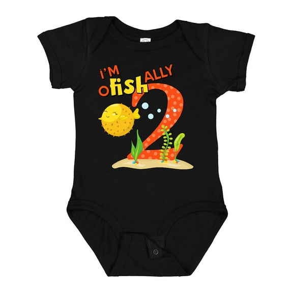 Inktastic I'm O-fish-ally Two- Cute Puffer Fish Second Birthday Boys or Girls Baby Bodysuit