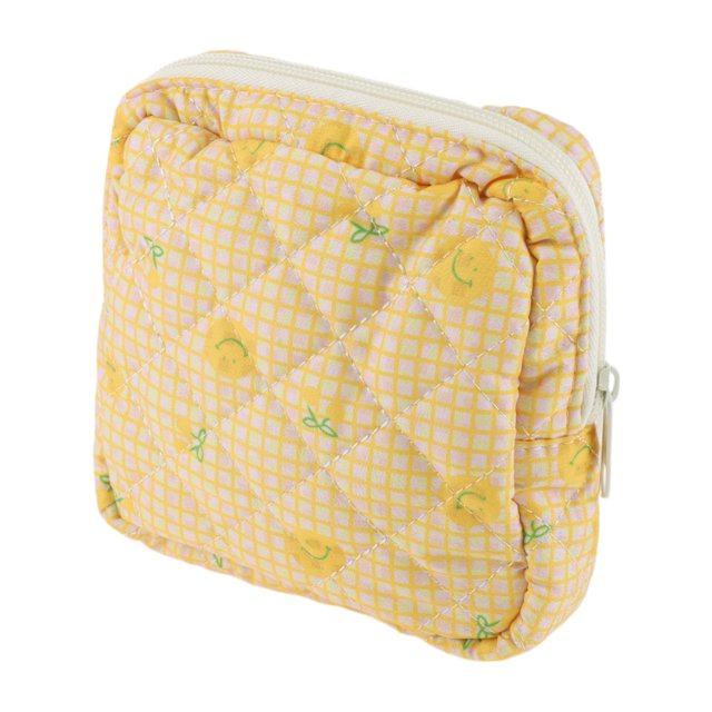 Ofertas Únicas 1 Pc Bolsa de Lápiz Labial Cuadrada Portátil para Vacaciones Amarillo Poliéster