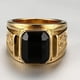 thumbnail image 4 of Anillo dorado de moda vintage con circonita negra, joyería elegante, regalo de San Valentín para hombre (talla 12), 4 of 5