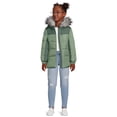 thumbnail image 3 of Weather Tamer Girls Hooded Long Sleeve Colorblocked Winter Puffer Coat, Sizes 4-16, 3 of 5
