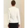 thumbnail image 3 of Blusa de oficina de satén para mujer, elegante, cuello en V, manga larga, top de trabajo Beige XS, 3 of 6