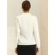 thumbnail image 3 of Blusa de oficina de satén para mujer, elegante, cuello en V, manga larga, top de trabajo Beige XL, 3 of 6