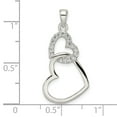 thumbnail image 4 of Sterling Silver Polished CZ Double Heart Pendant Charm, 4 of 4