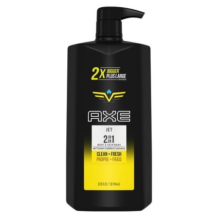 (2 pack) AXE 2 in 1 Body Wash and Shampoo for Men Jet 32 (Best Smelling Axe Shampoo)