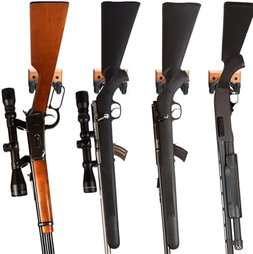 WLIKKS Crossbow Hanger for Wall Vertical Gun Rack Wall Mount Hardwood Gun Holder Compound Bow Hanger Holder Displays Rack Shotgun Hooks Rifle Storage Securely Holds Airsoft Firearm
