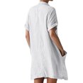 thumbnail image 4 of Summer Dress Saving! Dresses for Women Button Shirt Dress Loose Turndown Collar Short Sleeve Dresses with Pockets White 5XL, 4 of 5