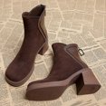 thumbnail image 3 of NECHOLOGY Botas Mujer Zapatos Botines de mujer Botas de tacón de otoño para mujer, botas , nuevos zapatos de otoño e invierno, botines de Color sólido con tacón grueso, 2023 (Brown, 6.5), 3 of 6