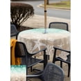 thumbnail image 5 of Outdoor Tablecloth with Umbrella Hole for Patio/Picnic/Party/Camping, Green Ombre Coastal Waterproof Table Cloth Square Cover Washable, Sea Nautical Summer Beach Starfish Coral (60"x 60"), 5 of 8