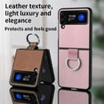 thumbnail image 2 of Slim Lightweight Case for Samsung Galaxy Z Flip 3, Premium Leather Texture Shockproof Anti-Drop Anti-Slip Thin Folding Screen Protective Case with Metal Ring for Samsung Galaxy Z Flip 3 6.7 Inch,Pink, 2 of 5