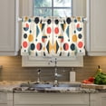thumbnail image 2 of Yayeee Kitchen Curtains Tier Pair Light Filtering 27"x24" Rod Pocket Short Cafe Window Panel, Red Geometric, 2 of 7