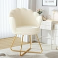 thumbnail image 3 of NALYL Chair with Back, Upholstered Accent Chair for Living Room, Makeup Chair for Bedroom Sherpa ArmChairs Home Office Desk Chair with Gold Metal Legs (Sherpa-white), 3 of 8