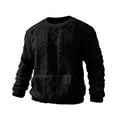 thumbnail image 5 of ZCFZJW Men's Slim Fit Crewneck Pullover Sweater Winter Thick Warm Casual Chunky Cable Knit Comfort Heavy Long Sleeve Sweaters with Kangaroo Pockets Black M, 5 of 6