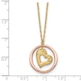 thumbnail image 2 of 14k Two Tone Gold Fancy Link Sparkle-Cut Love Heart In Open Circle Necklace 18 Inch 19mm Wide Pendant Necklace for Women, 2 of 2