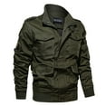 thumbnail image 1 of Men's Autumn And Winter Casual Solid Color Tooling Wind Jacket Zipper Coat, 1 of 3
