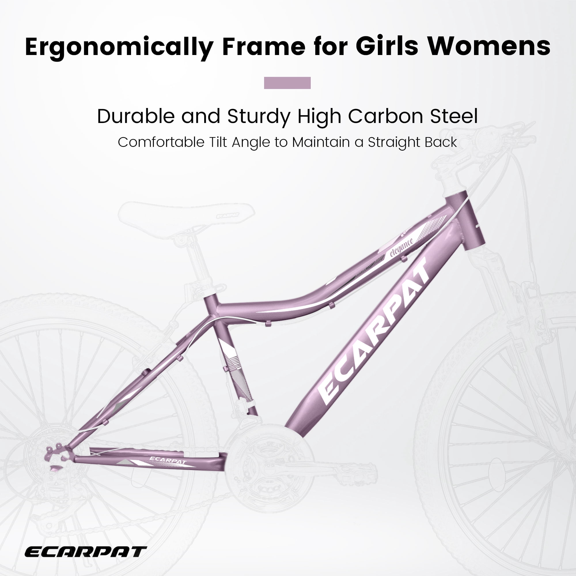 Aukfa 24" Mountain Bike for Girls Women, 21-Speed V-Brake Hyper Bicycles, Purple