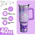 thumbnail image 4 of 40 Oz Mermaid Tumbler with Handle and Lid Straw, Lavender Fish Scale Stainless Steel Travel Cups Birthday Mermaid Lover Gifts for Women Girls (1PC), 4 of 6