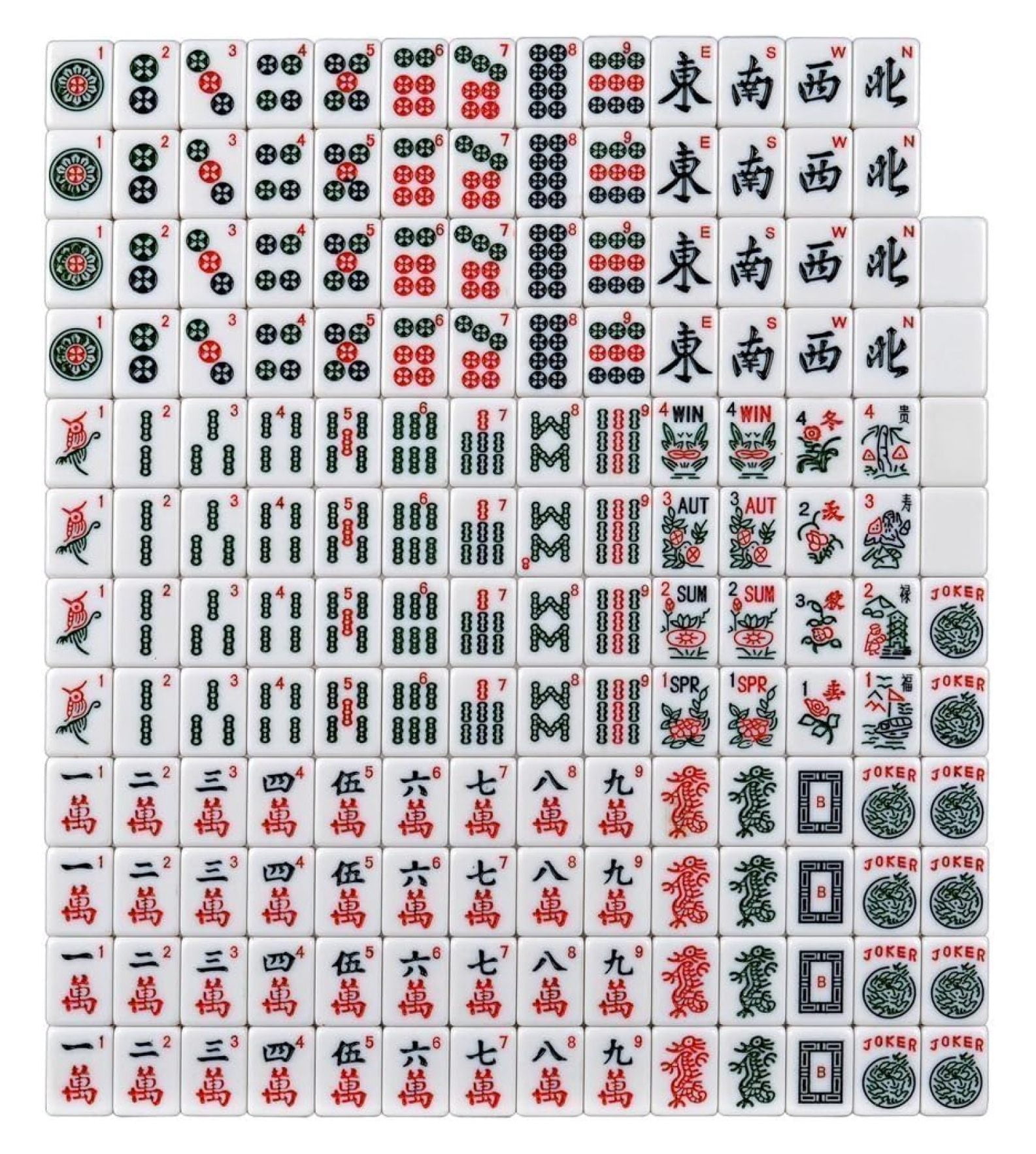 American Mahjong Set - Red Burgundy Soft Bag - 166 White Engraved Tiles, 4 All-in-One Rack/Pushers Western Mah Jongg Game Set