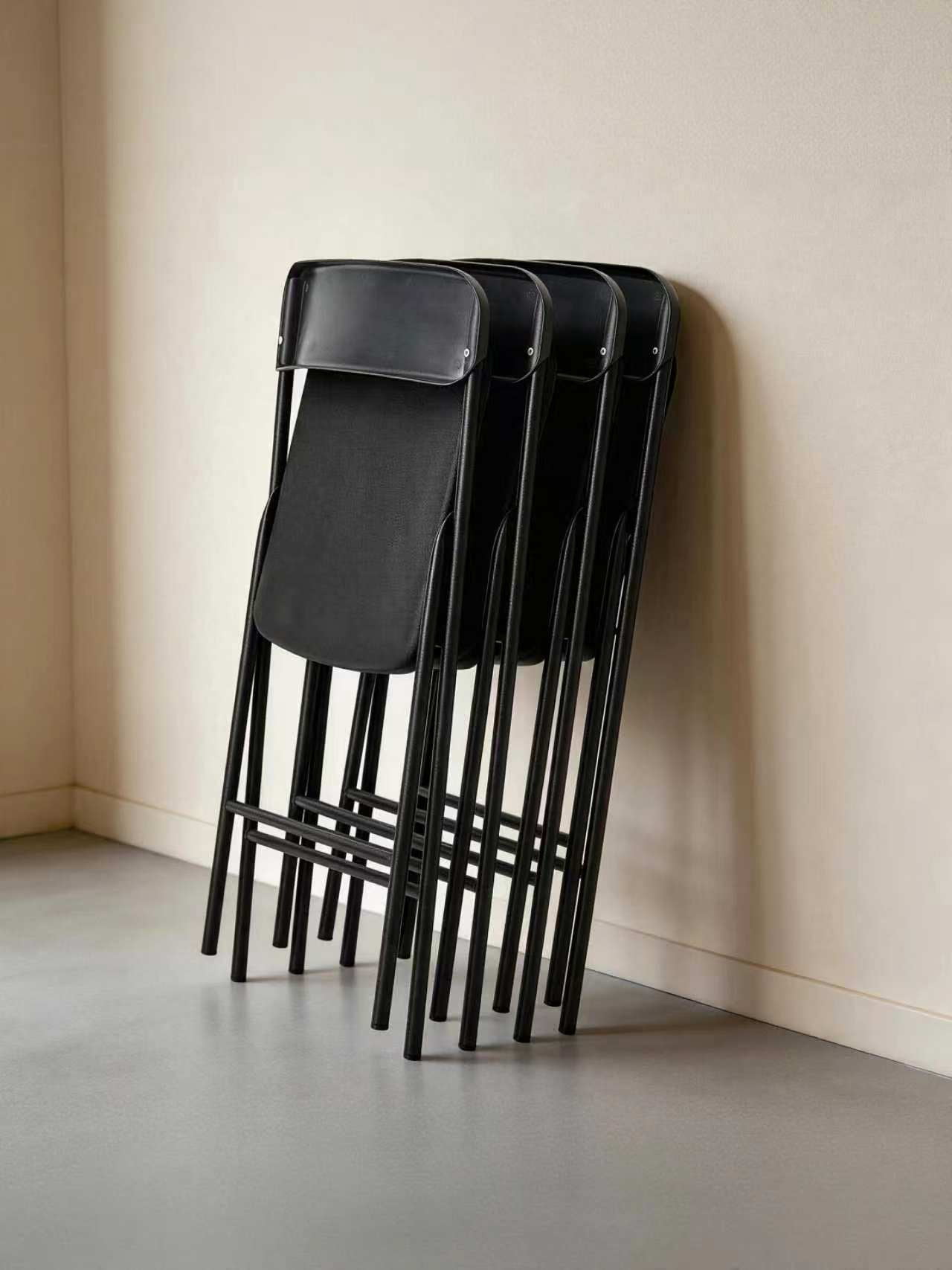 4 Pack Folding Chairs with PP Cushion for Outside, Portable Stackable Commercial Metal Foldable Chairs with Steel Frame for Party Home Events Office Wedding