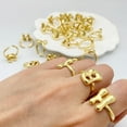 thumbnail image 6 of 14k Gold Plated Bubble Letters Ring For Women，Dainty Balloon Initial Letter Adjustable Charm Rings Open Simple Alphabet A-Z Fashion Gift Jewelry, 6 of 11