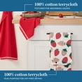thumbnail image 4 of Sur La Table Kitchen Essentials  Quirky Strawberries Fruit Kitchen Towel 4-Pack Set - 16"x28" Pink, 4 of 5