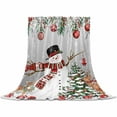 thumbnail image 2 of Christmas Snowman Throw Flannel Blanket 40x60In Pine Tree Leaf Deer Xmas Balls Snow Grey Super Soft Cozy Bed Blanket, Lightweight Plush Fuzzy Bed Throw for Bedroom Sofa Couch Living Room, 2 of 4