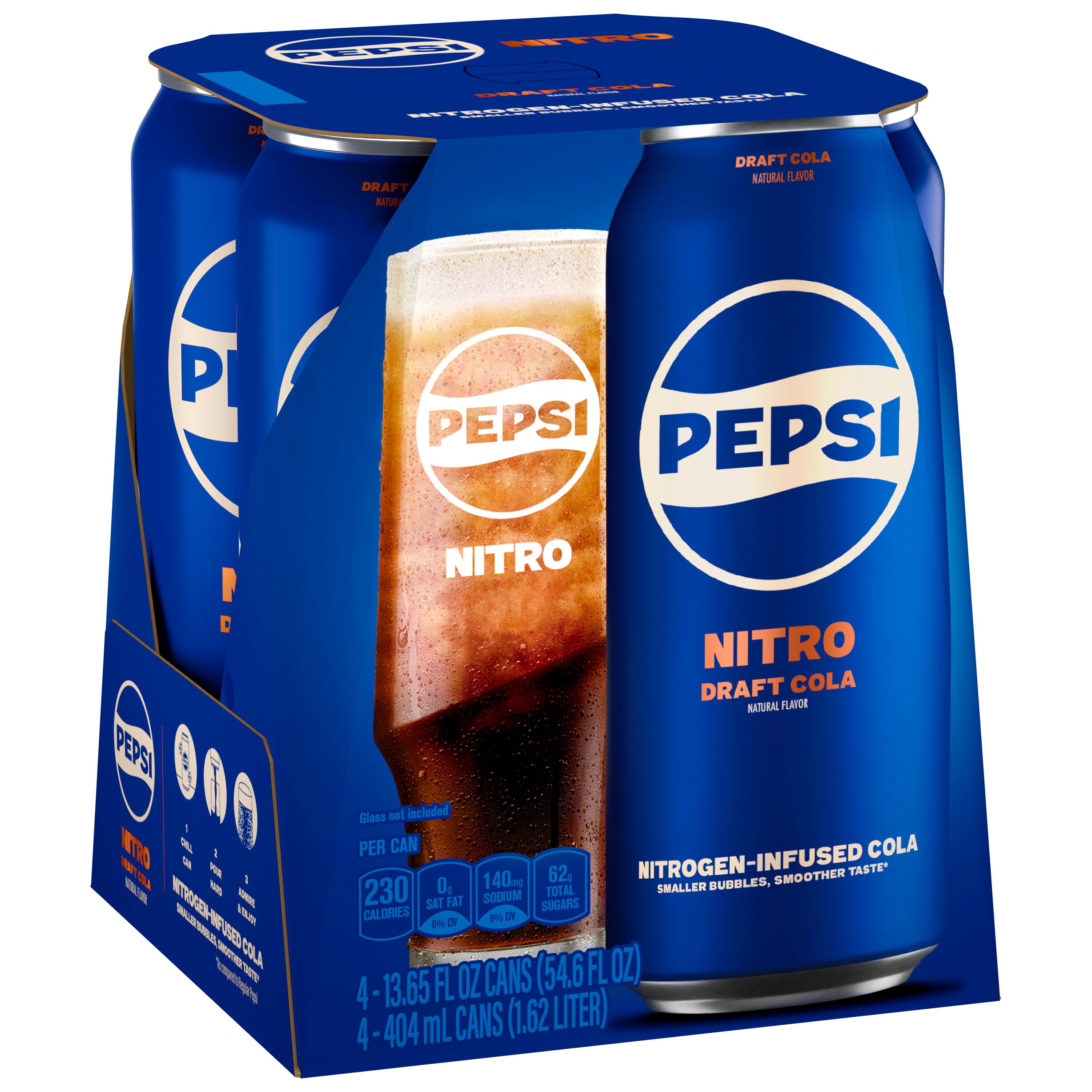 Pepsi Nitro, Draft Cola, Soda Pop, 13.65oz Can (Single Can) (Packaging May Vary)