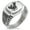 Silver, variant on Stainless Steel Yata Crow Kamon Crest CZ Ribbed Needle Stripe Pattern Biker Style Polished Ring