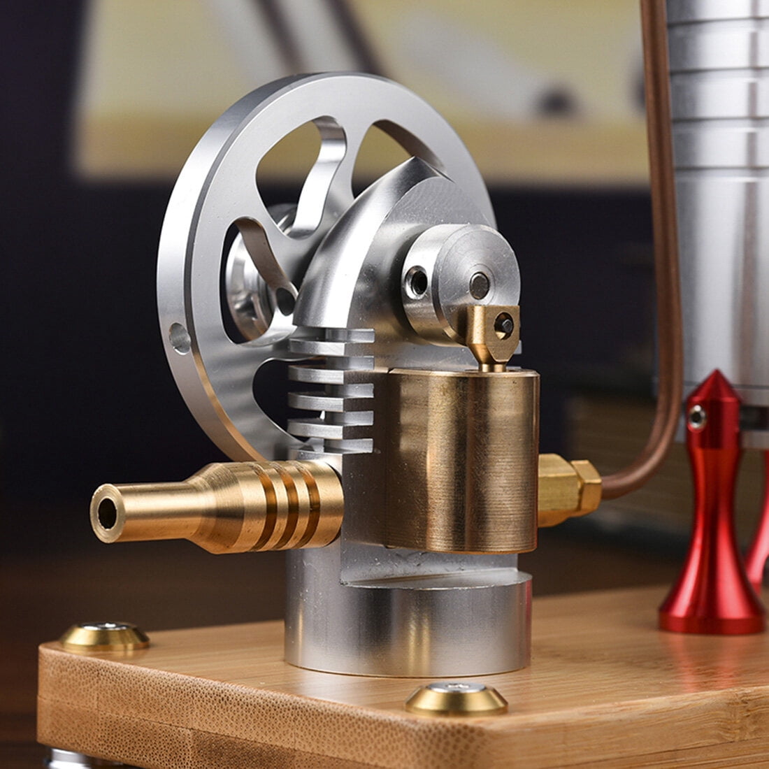 Retro Metal Vertical Steam Engine Model Kit That Runs, Mini Steam Power Engine with Boiler and Dual Alcohol Lamp, DIY Physics Experiment Model Gift for Enthusiasts