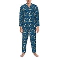 thumbnail image 3 of Fuzoiu Various Lights Print Men's Long-Sleeved Pajama,Lounge Button Down Nightwear,Mens Notch Collar Pajama Set -Small, 3 of 7