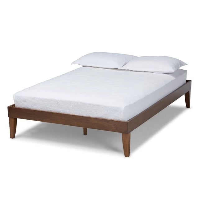 Baxton Studio Lucina Full Size Walnut Finished Platform Bed Frame