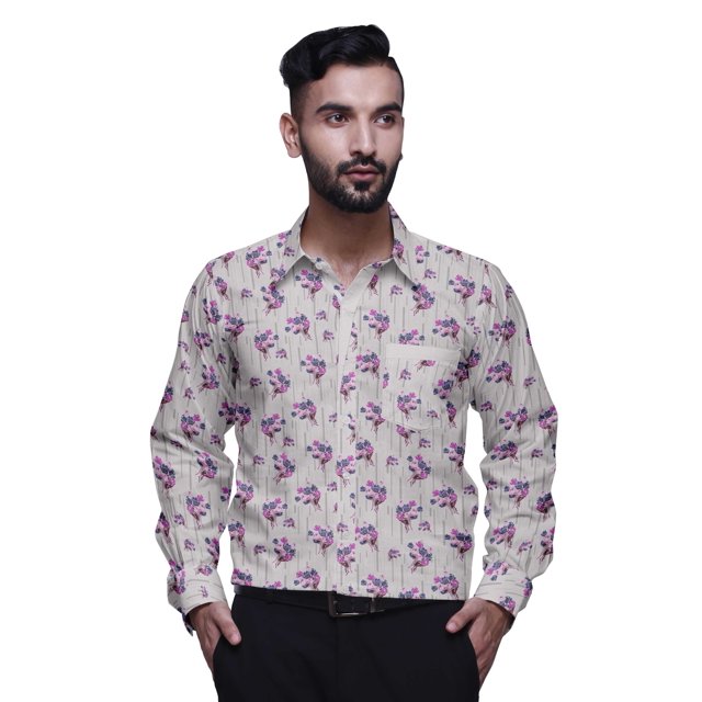 BESTMAN Slim FitShirtsFor Men Button DownLong Sleeve PrintedShirtsFor Boys