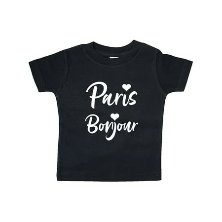 

Inktastic Paris Bonjour with Hearts in White Text Gift Baby Boy or Baby Girl T-Shirt