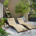 thumbnail image 6 of Gotland Patio Lounge Chair,3 Pieces Chaise Lounge Outdoor Folding leisure Lounge Chairs Including Table Rattan Patio Furniture Set,Sand, 6 of 7
