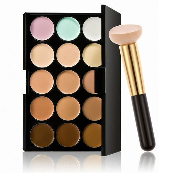 Maquillaje 15 colores corrector paleta contorno crema base cepillo conjunto jinwen Concealer
