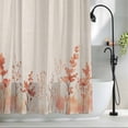 thumbnail image 2 of Watercolor Flowers Leaf Fabric Shower Curtain Red Floral Washable Shower Curtains for Bathroom, Waterproof Bath Curtain with Hooks Home Decor 72x72in, 2 of 8