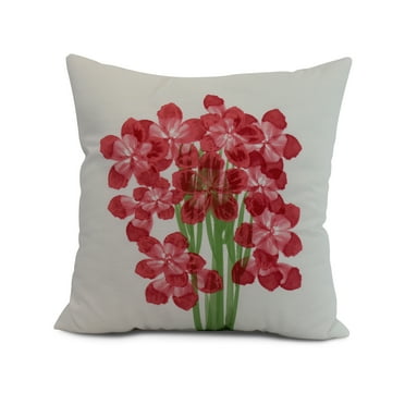 Simply Daisy, 18" x 18" Florpalida, Floral Print Outdoor Pillow, Red